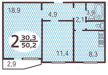 планировка двухкомнатной квартиры в домах серии п44